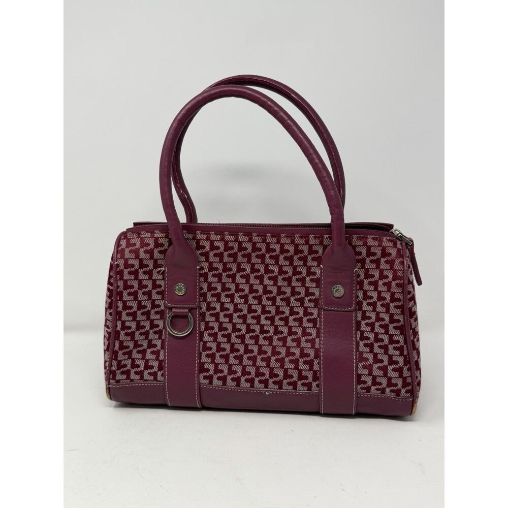 Y2K Purple Top Handle Purse Charter Club Maroon VTG Fabric Monogram‎